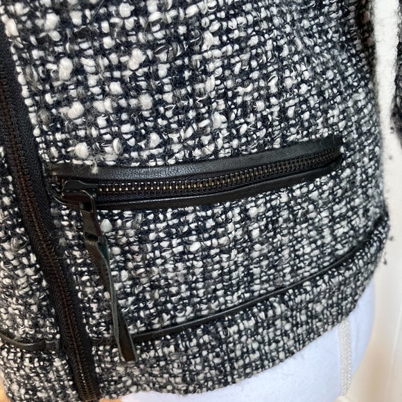 Kenneth Cole Moto Jacket Tweed Leather Trim M - Picture 7 of 12